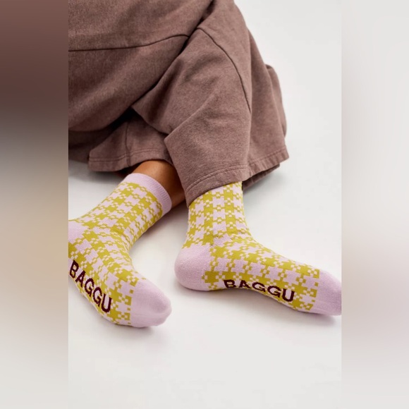 BAGGU Accessories - BAGGU Pink Pistachio Pixel Sock